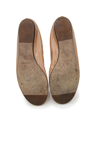 Patent Leather Scrunch Ballet Flats in Tan
