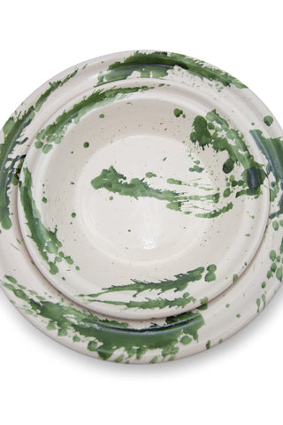 Extra Large & Large Montegranaro Green Spatterware Serving Dishes | (est. retail $375)