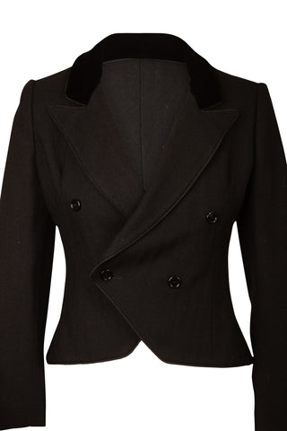 Cropped Double Breasted Blazer in Black