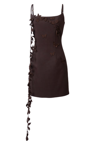 Butterfly Embroidered Mini Dress in Brown  | (est. retail $1,250)