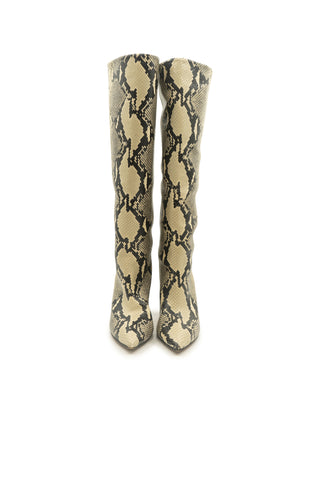 Anja Snake-Embossed Leather Knee Boots