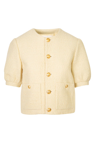 Cardigan Jacket with Puff Sleeves in Bouclé Tweed | (est. retail $3,950) new with tags