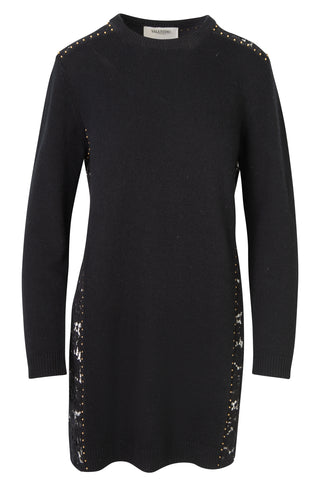 Sweater Dress with Lace Back and Studded Details Dresses Valentino   
