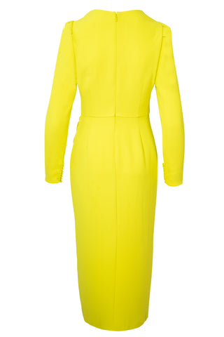 Lime Crepe Ruched Midi Dress | new with tags (est. retail $510)