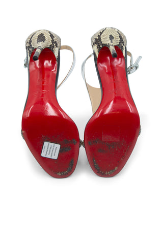 Athena Alta' 100mm Metallic Patent & Python Sandal Sandals Christian Louboutin   