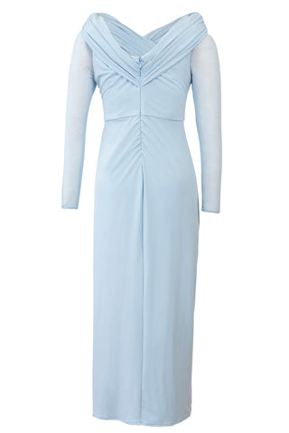 Jersey Crossover Bust Midi Dress in Light Blue | new with tags