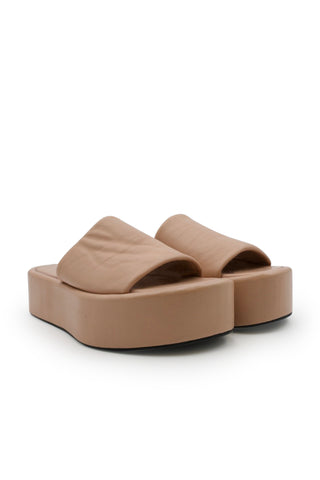 Nude Lambskin Platform Sandals | (est. retail $345)