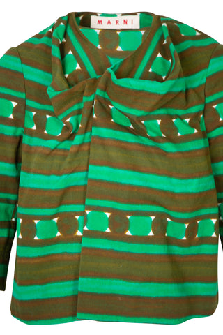 Green Printed Cropped Jacket