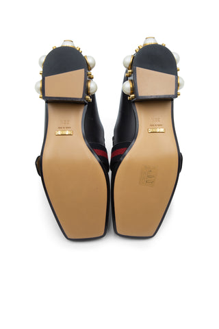 Peyton Embellished Heel Leather Loafers Heels Gucci   