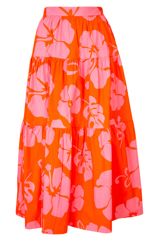 Hibiscus Tiered Midi Skirt