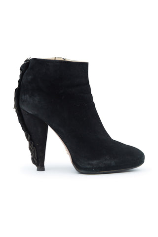 Suede Ruffle Back Ankle Boots | (est. retail $660)