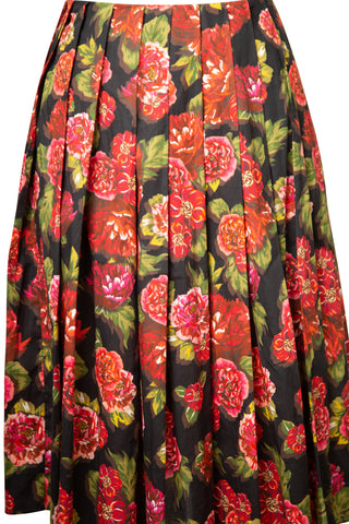 Rose Print Pleated Skirt