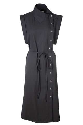 Asymmetrical Button Down Dress in Black | (est. retail $895)