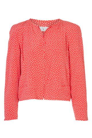 Miss V Red Polka Dot Zip Blouse | new with tags