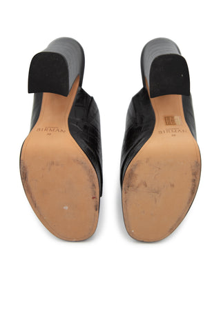 Lavinia Croc-Embossed Leather Mules in Black | (est. retail $525) Mules Alexandre Birman   