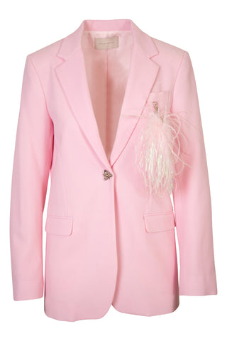 Wool Crepe Feather-embellished Boyfriend Jacket | (est. retail $1,345)