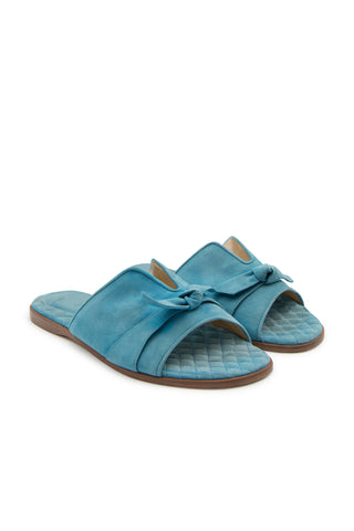 Blue Quilted Bow Flats Sandals Alexandre Birman   