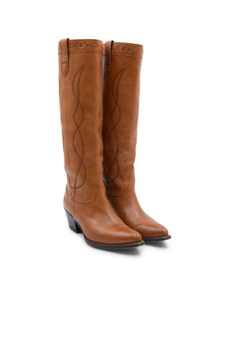 High Western Boot in Honey Calfskin | FW '24 Boots Celine   