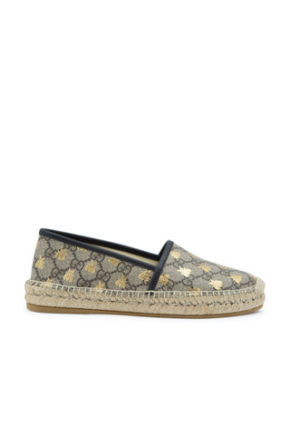 GG Supreme with Gold Bee Print Espadrilles | (est. retail $670) Flats Gucci   