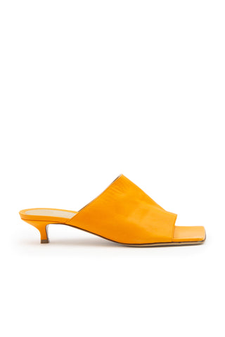 Stretch Leather Mules in Orange | (est. retail $950) Sandals Bottega Veneta   