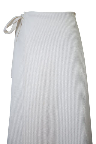 Ribbed Wrap Skirt in White