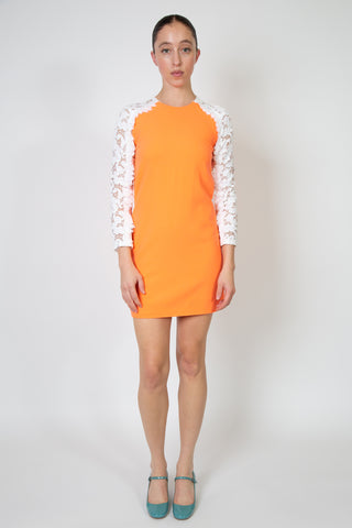 Orange Lace Sleeve Mini Dress