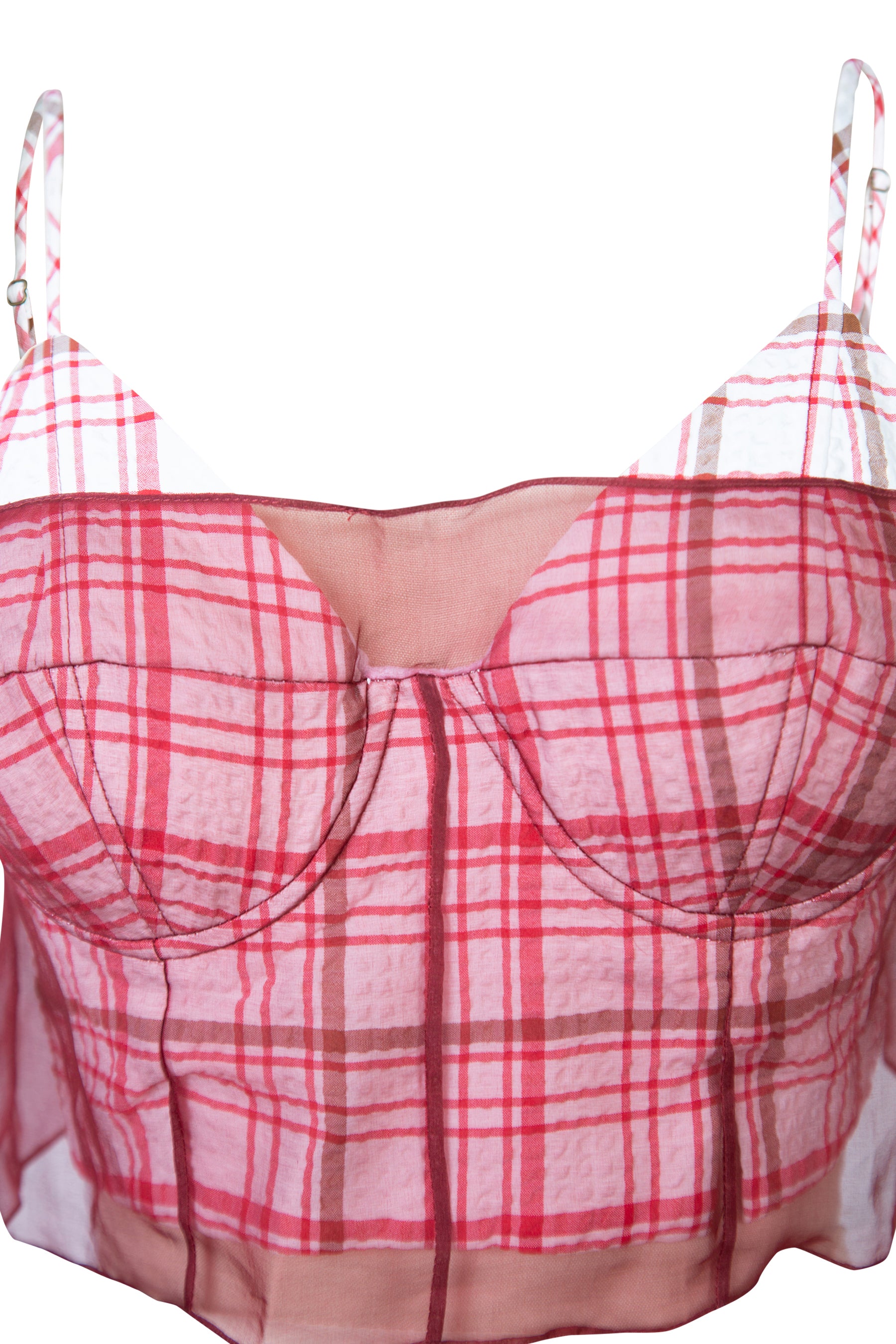 Sass & Bide Check Me Up Plaid Bustier Top In Pink