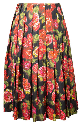 Rose Print Pleated Skirt