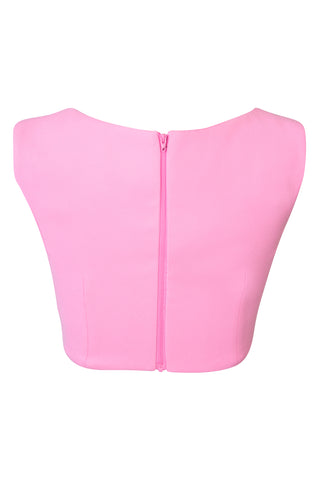 Stretch Crepe Scoop Crop Top in Pink | new with tags  (est. retail $650)