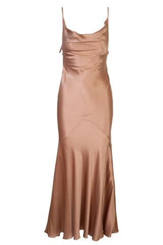Cowl Neck Hammered Silk Satin Maxi Dress | (est. retail $4,560)