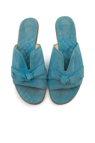 Blue Quilted Bow Flats Sandals Alexandre Birman   