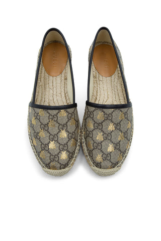 GG Supreme with Gold Bee Print Espadrilles | (est. retail $670) Flats Gucci   