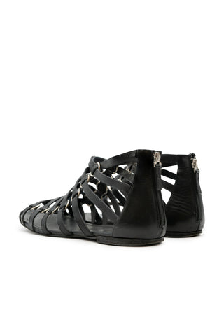Paris Black Leather Gladiator Sandals