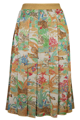 by Alessandro Michele Metallic Tiger-jacquard Pleated Skirt | SS'22 (est. retail $2,800)