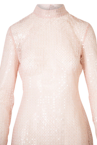 Sequin Embellished Mesh Top in Pink| new with tags