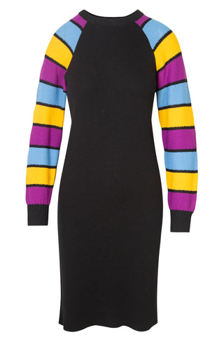 Vintage YSL Tricot Color Block Shoulder Wool Dress Dresses Saint Laurent   
