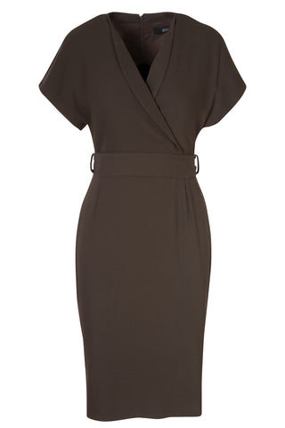 Wool Crepe Faux Wrap Dress with Belt | FW '10 Collection