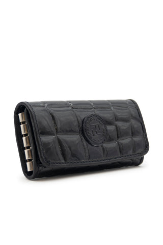 Patent Croc Pattern Key Holder in Black Small Leather Goods Fendi   