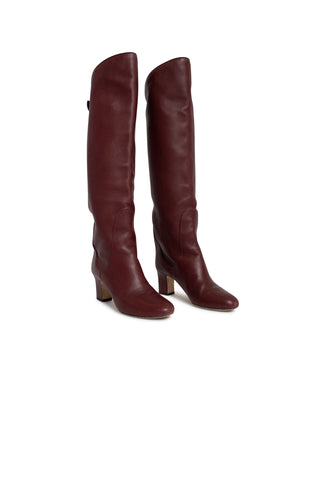 Leather Block Heeled Boot in Red Boots Jimmy Choo   