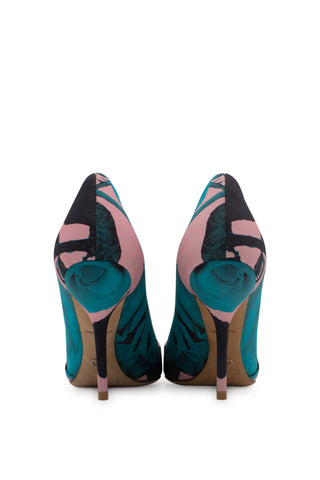 Rose Printed Stiletto in Pink/Teal Heels Christian Dior   