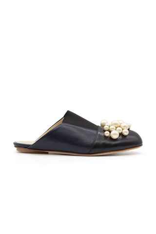 Perforated Pearl Embellished Mule