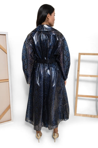 PVC Python-Print Trench Coat | Resort ‘20 Collection (est. retail $2,640) Coats Emilia Wickstead   