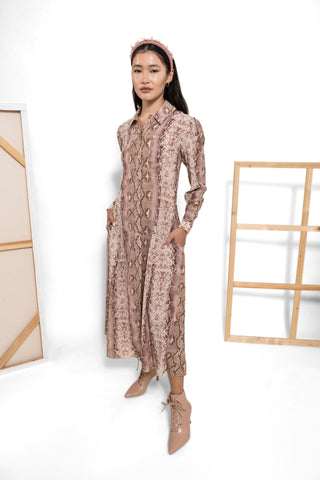 Pink Python-print Silk Dress Dresses Emilia Wickstead   