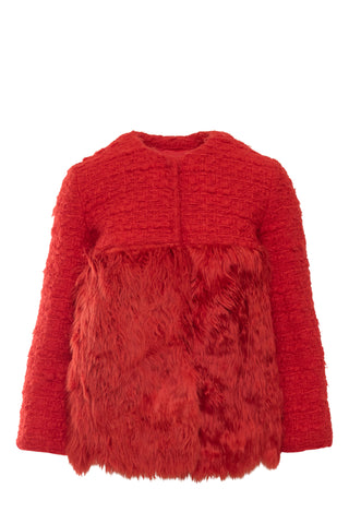 Red Fur Cropped Jacket