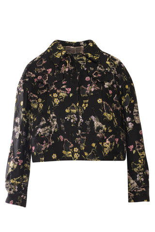 Distressed Floral Jacquard Jacket