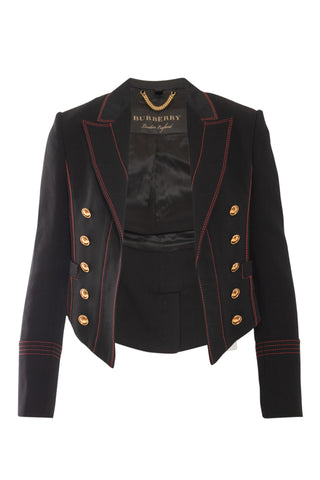 Red Contrast Trim Double Breasted Blazer Jackets Burberry   