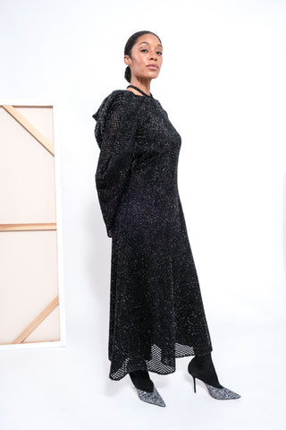 Hooded Lurex Knit Gown