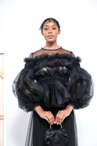‘Leonie’ Ruffled Tulle Blouse (est. retail $1,150) Shirts & Tops Molly Goddard   
