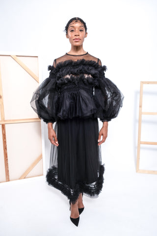 ‘Leonie’ Ruffled Tulle Blouse (est. retail $1,150) Shirts & Tops Molly Goddard   