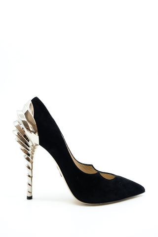 Zenadia Suede and Metallic Pointed Toe Pumps